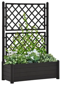 vidaXL Plantenbak met latwerk 100x43x142 cm PP antraciet