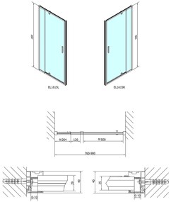 Polysan Easy Line douchedeur 76-90cm chroom