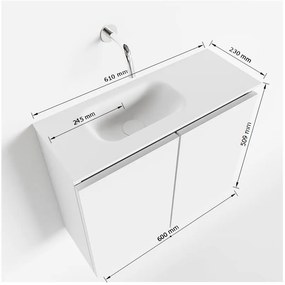 Mondiaz Ture 60cm toiletmeubel army met wastafel talc links 1 kraangat