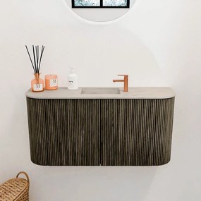 Mondiaz Joya DLux 85cm toiletmeubel ronding links/rechts shadow met wastafel faye midden 1 kraangat opalo