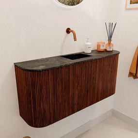 Mondiaz Joya DLux 95cm toiletmeubel ronding links/rechts ruby met wastafel faye midden zonder kraangat lava