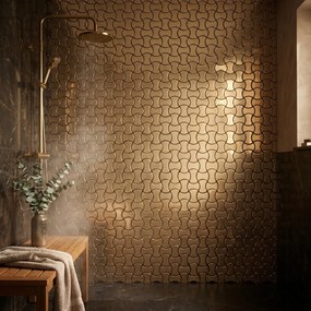 Zelfklevende Mozaïektegels Metaal | Driepas 3D Champagne | 30,5×29,6 cm | Keuken, Bad &amp; WC