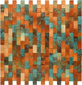 Zelfklevende Mozaïektegels Metaal | Steenstrip 3D Patina Koper | 30×29,8 cm | Keuken, Bad &amp; WC