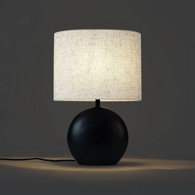 Japandi tafellamp zwart met linnen kap - Timo