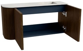 Mondiaz Joya DLux 80cm toiletmeubel ronding links walnut met wastafel faye rechts 1 kraangat opalo