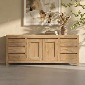 Teak Hout Dressoir Onbehandeld 180 Cm - 180x45x75cm.