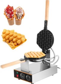 VEVOR Eggettes Bubble Waffle Maker 1,4 KW Electric Egg Waffle Iron Maker 30-300℃ Elektrische Wafelijzer van Verdikt Roestvrijstalen Materiaal met Temperatuur- en Tijdregeling, in Café-bars Kantines