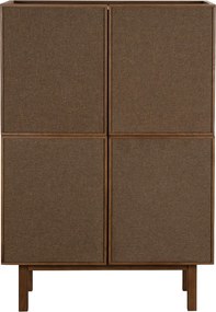Walnoot Wandkast Met Stoffen Deuren - 80x40x120cm.
