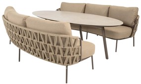 Salute Mallorca low dining tuinset 220x105xH69 cm 3 delig keramiek terre 4 Seasons Outdoor