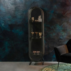 Dutchbone Oval Ovale Vitrine Zwart Metaal - 46x46x181cm.