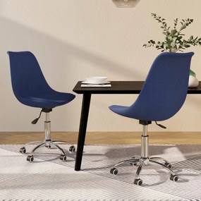 vidaXL Eetkamerstoelen 2 st draaibaar stof blauw