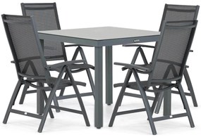 Tuinset 4 personen 90 cm Aluminium/textileen Grijs Presto Vasto/Porto
