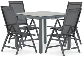 Tuinset 4 personen 90 cm Aluminium/textileen Grijs Presto Vasto/Porto