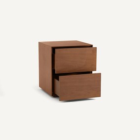 MDF met notenhout gefineerd bureauonderstel met 2 laden, MIKUBE