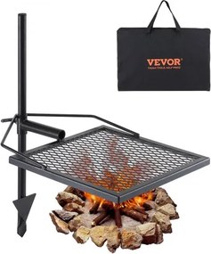 VEVOR Rotisserie Draaibare Grill Staal 405 x 405 mm, Houtskoolgrill Draagbare Grill Rooster Grill Frame 6 kg Laadvermogen 300 ℃ Vrijstaande Spit Roast Grill BBQ Grill Grillkar Barbecue Camping
