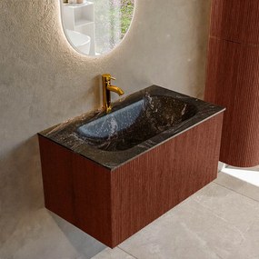 Mondiaz Kurve-dlux 80cm badmeubel ruby met 1 lade en wastafel big small midden 1 kraangat lava