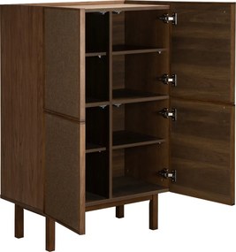 Walnoot Wandkast Met Stoffen Deuren - 80x40x120cm.