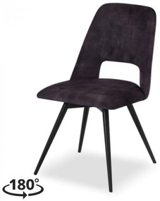Eetkamerstoel - Malmo - Draaibaar - stof Velours Adore Donkergrijs