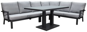 New York hoek dining loungeset 5 delig verstelbare tafel 140x85 cm antraciet aluminium