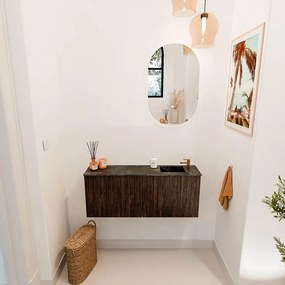 Mondiaz Joya DLux 100cm toiletmeubel walnut met wastafel faye rechts 1 kraangat lava