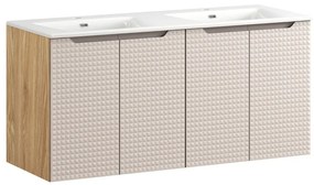 Comad Luxor Beige badmeubel 120cm met 4 deuren en dubbele wastafel wit glans