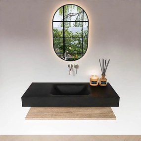 Zaro Alan badmeubel 110cm met planchet washed oak en vrijhangende wastafel cloud midden zonder kraangat urban