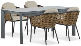 Tuinset 4 personen 180 cm Aluminium/wicker Grijs Lifestyle Garden Furniture Nice/Alicante