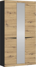 Kledingkast Venlori 139, Antraciet, Artisan eiken, 194x103x40cm, 92.1 kg, Kledingkast deuren: Met scharnieren