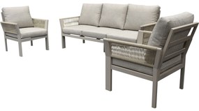 Saigon stoel bank loungeset 3 delig latte zand aluminium