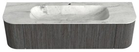 Mondiaz Kurve-dlux 160cm badmeubel ronding links/rechts shadow met 1 lade en 2 deuren en wastafel big medium midden 1 kraangat opalo