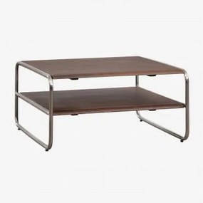 Acaciahouten Salontafel Met Roestvrijstalen Frame Altrex 60 X 60 Cm & Donker Acaciabruin - Sklum