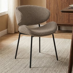 Boucle Eetkamerstoel Ronde Rug Bruin