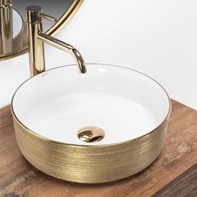 Opzetwastafel Rea Sami White Brush Gold