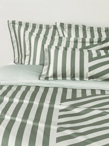 Gestreept katoensatijnen dekbedovertrek Brendan met bies