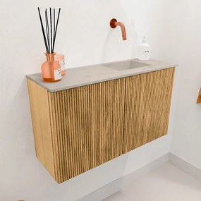 Mondiaz Joya DLux 70cm toiletmeubel oak met wastafel faye rechts zonder kraangat opalo