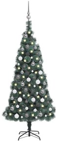 vidaXL Kunstkerstboom met LED's en kerstballen 120 cm PVC en PE groen