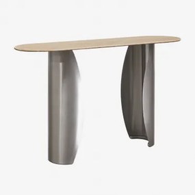 Ovale Haltafel 135x40 Cm In Travertin En Roestvrij Staal Neriyu Travertijn - Sklum