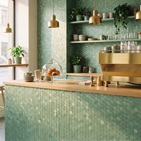 Zelfklevende Mozaïektegels Metaal | Mini Hexagon 3D Pastelgroen | 29,8×30,7 cm | Keuken, Bad & WC