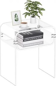 VEVOR Acryl Bijzettafel, 2-laags transparant nachtkastje met plank, moderne rechthoekige acryl tafel, dik nachtkastje voor slaapkamer, woonkamer, studeerkamer, 30 x 40 x 50 cm
