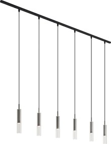 Modern railsysteem zwart met 6 hanglampen gunmetal 1-fase - Slimline Loyce