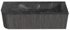 Mondiaz Kurve-dlux 135cm badmeubel ronding links shadow met 1 lade en deur en wastafel big medium kraangat rechts lava
