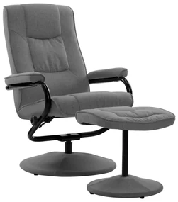 vidaXL Fauteuil verstelbaar met voetenbankje stof lichtgrijs