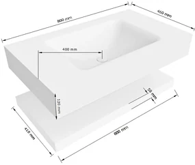 Zaro Alan badmeubel 80cm met planchet urban en vrijhangende wastafel cloud midden zonder kraangat talc