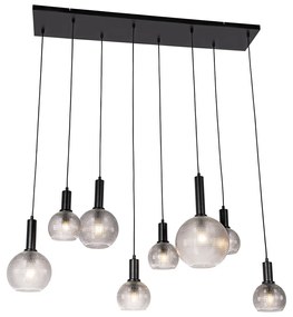 Eettafel / Eetkamer Design hanglamp zwart met smoke glas 8-lichts - Chico Design E27 Binnenverlichting Lamp