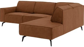 Goossens Hoekbank Hercules bruin, microvezel, 2,5-zits, modern design met ligelement rechts