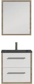 Tiger Boston badmeubel met spiegelkast en zwarte wastafel 60cm chalet eiken