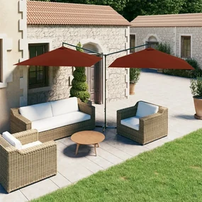 vidaXL Parasol dubbel met stalen paal 600x300 cm terracottakleurig