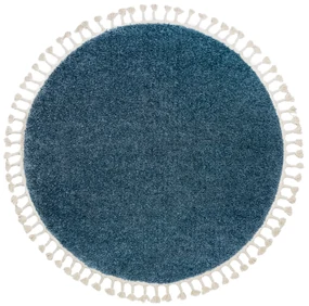 Tapijt BERBER 9000 ROND blauwrand ,  Barber , marokkaanse shaggy