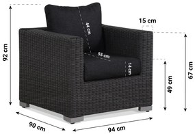 Stoel en Bank Loungeset 5 personen Wicker Grijs  Garden Collections Toronto