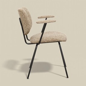 Moderne Eetkamerstoel Met Armleuningen Beige